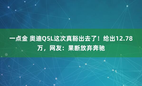 一点金 奥迪Q5L这次真豁出去了！给出12.78万，网友：果断放弃奔驰