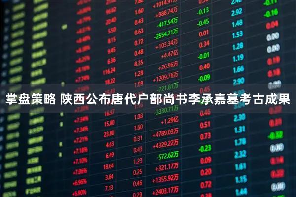 掌盘策略 陕西公布唐代户部尚书李承嘉墓考古成果